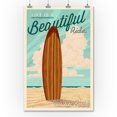 thumbnail image 2 of Waikiki, Hawaii, Life is a Beautiful Ride, Surfboard, Letterpress (36x54 Giclee Gallery Art Print, Vivid Textured Wall Decor), 2 of 3