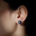 thumbnail image 4 of Rosec Jewels Black Tahitian Pearl Solitaire Stud Earrings (10 mm, AAA Quality, June Birthstone), 18K White Gold, 4 of 8