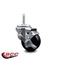 thumbnail image 2 of 3 Inch Hard Rubber Wheel Swivel 3/4 Inch Threaded Stem Caster with Brake SCC, 2 of 2