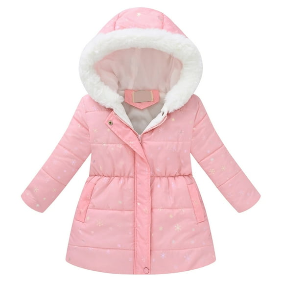 Kogui Girls Jacket Girls Metallic Shine Hooded Puffer Jacket Packable Warmth Padded Winter Coat Size 5T 6T (Light Pink,5-6 Years)