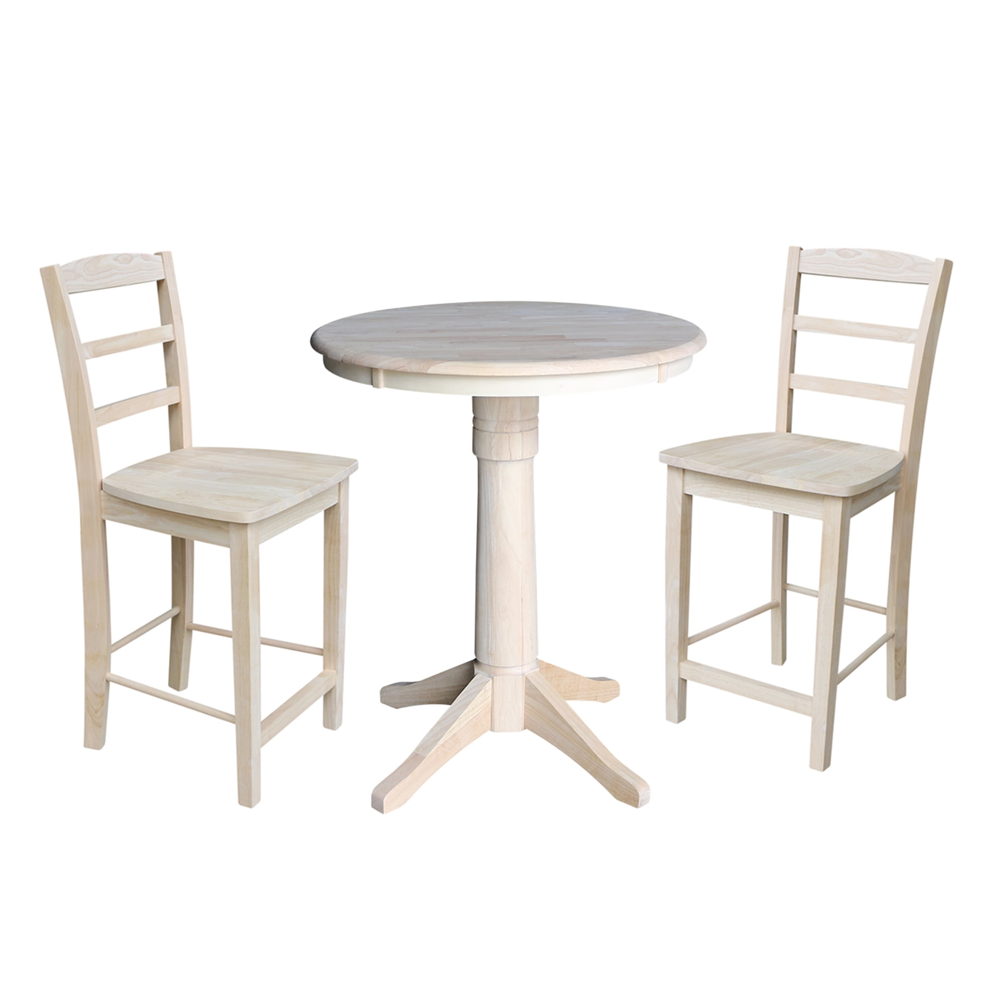 30" Round Top Pedestal Counter Height Table with 2 Madrid Stools