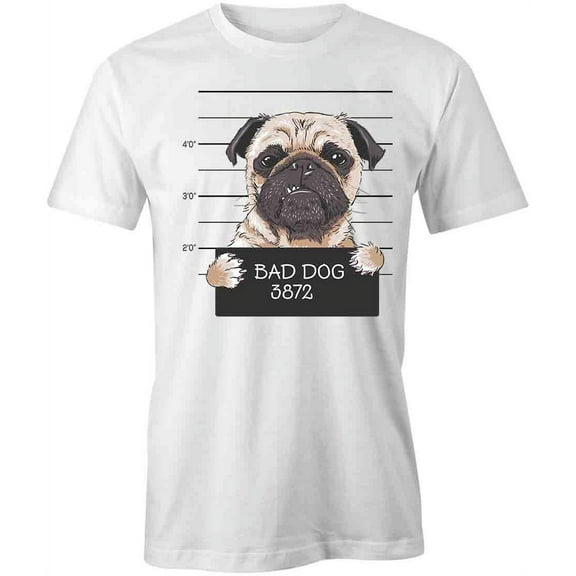 Bad Dog Pug T-Shirt | Cute Dog White Tee Gift