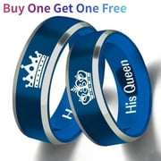 Buy 1 Get 1 FreeHis Queen Her King Rhinestones Studded Crown Stainless Steel