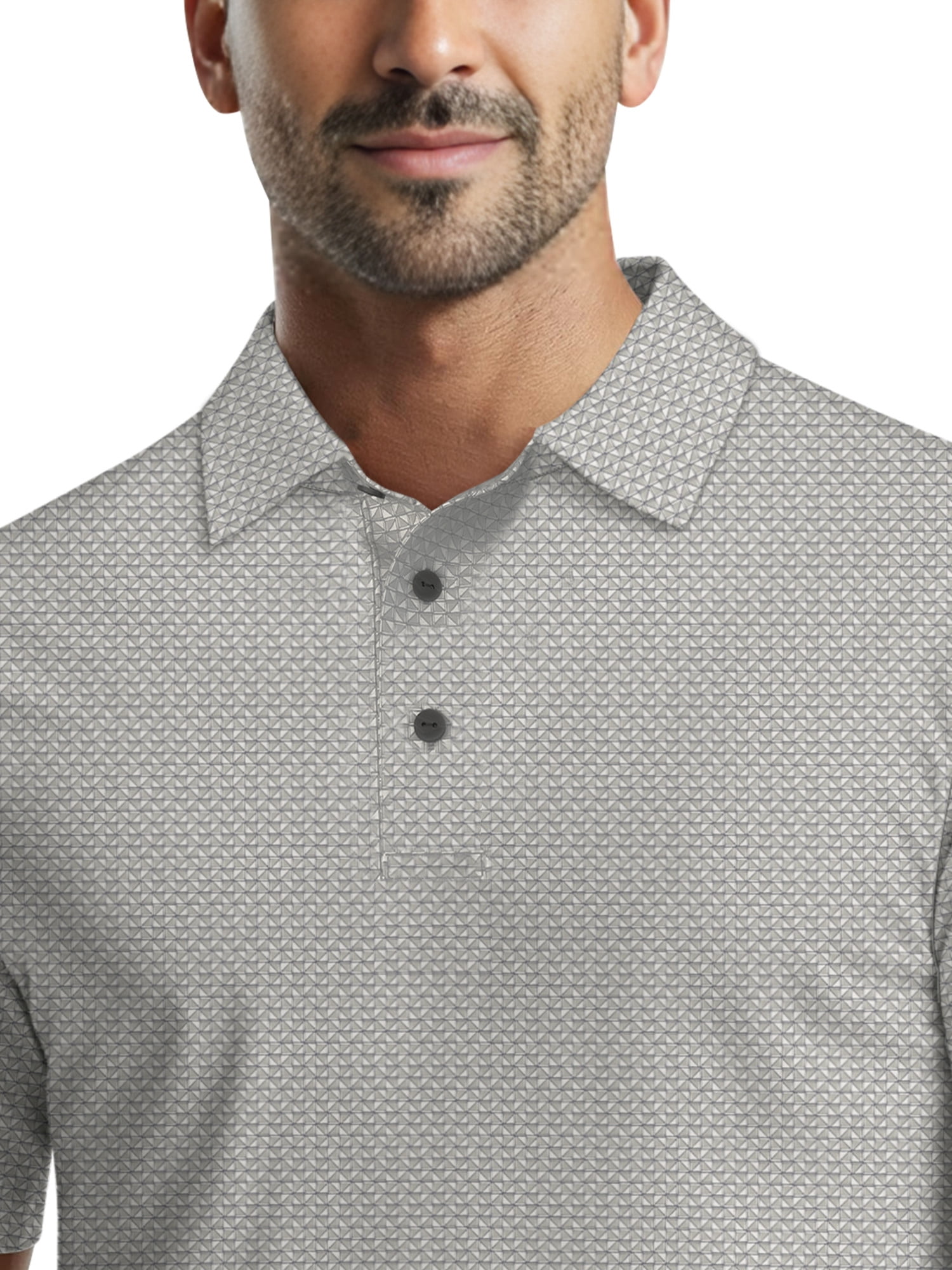 Ben Hogan Men's & Big Men's Performance Mini Geometric Print Short Sleeve Golf Polo Shirt, Sizes S-5XL