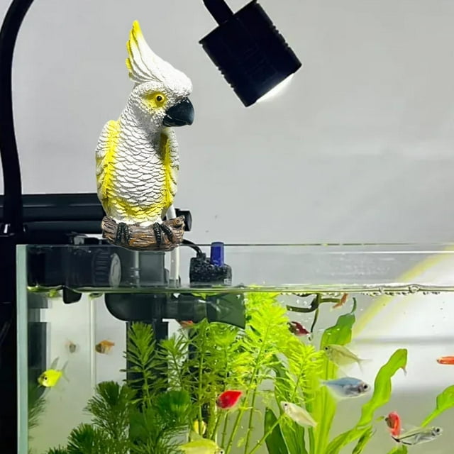 Figura de Pájaro Shamjiam Decoración de Acuario Estatua de Loro Resina