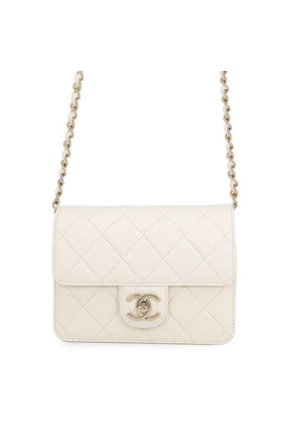 Pre-Owned Chanel Chain Shoulder Bag Matelass Coco Mark Mini Flap Caviar Skin AS3002 CHANEL...