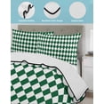 thumbnail image 3 of Quilt King Size Bedding Set, Green Plaid Reversible Summer Quilt 3 Pieces, Modern Minimalist Geometric Gingham Checkered Lightweight Bedspreads Coverlets with 2 Pillow Shams for All Seasons, 3 of 5