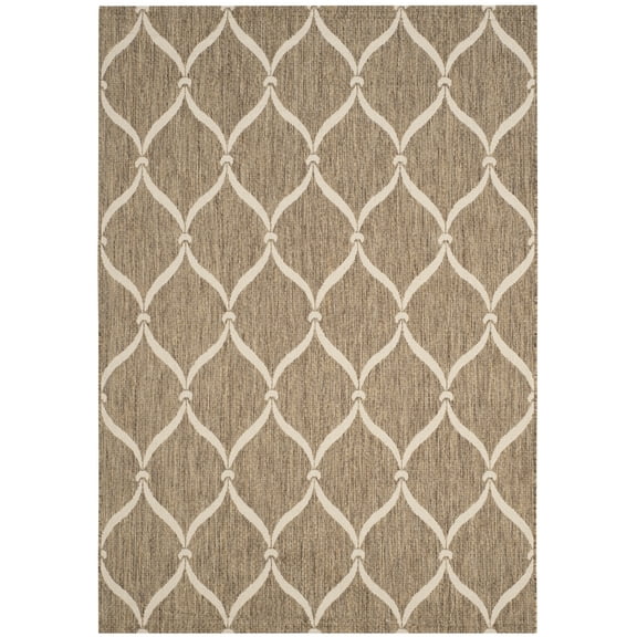 SAFAVIEH Courtyard Linnet Geometric Indoor/Outdoor Area Rug, Brown/Beige, 5'3" x 7'7"