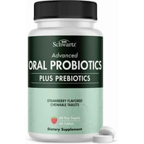 Oral Probiotics Supplement with Prebiotics - Supports Healthy Teeth Gums Mouth and Fresh Odorless Breath for Adults - Strawberry Flavored Chewable Dental Probiotic (60 Tablets, 60 Day Supply)