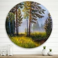 thumbnail image 2 of Designart 'Subtle Sunset Light Through The Trees III' Lake House Circle Metal Wall Art 36x36 - Disc of 36, 2 of 5