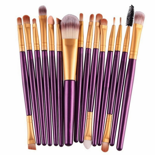 15Pcs Makeup Brush Set Cosmetic Brushes Tools Kit for Highlighter Eye Shadow Eyelash Eyebrow Complete Beauty