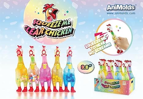 Animolds Screaming Rubber Chicken Novelty Toys, Tie Dye, Set of 6