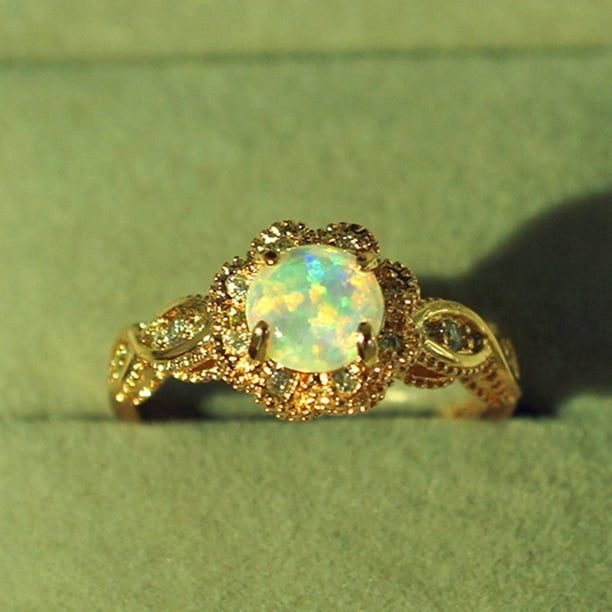 Kaboer Kaboer Gorgeous 14k Solid Gold Ring Rare Beautiful Fire Opal Diamond Jewelry Birthday Anniversary Gift Promise Cocktail Engagement Rings Wedding Band For Women Size 6 10 Walmart Com Walmart Com