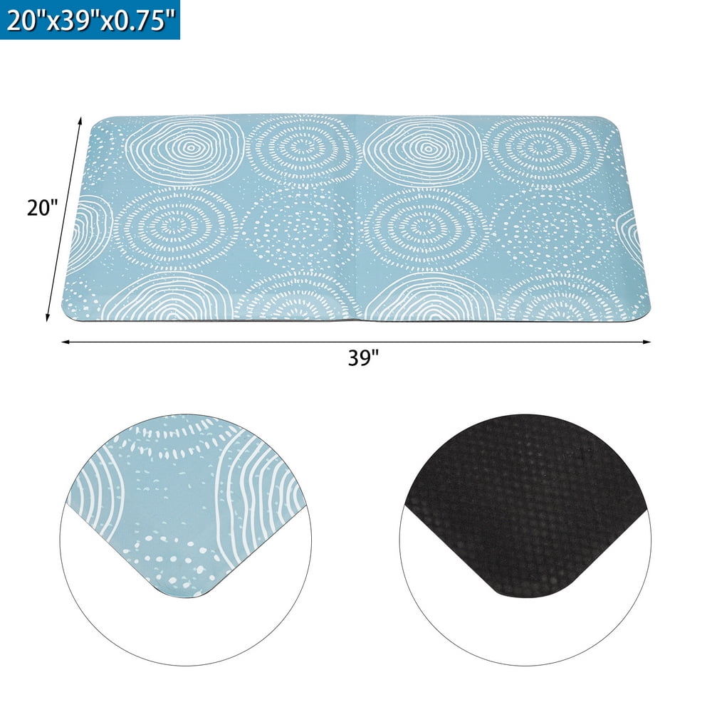 Private Jungle 20 "x 39" x 1.9cm Kitchen Mat Rectangular, Fold in Half, Striped, Cyan
