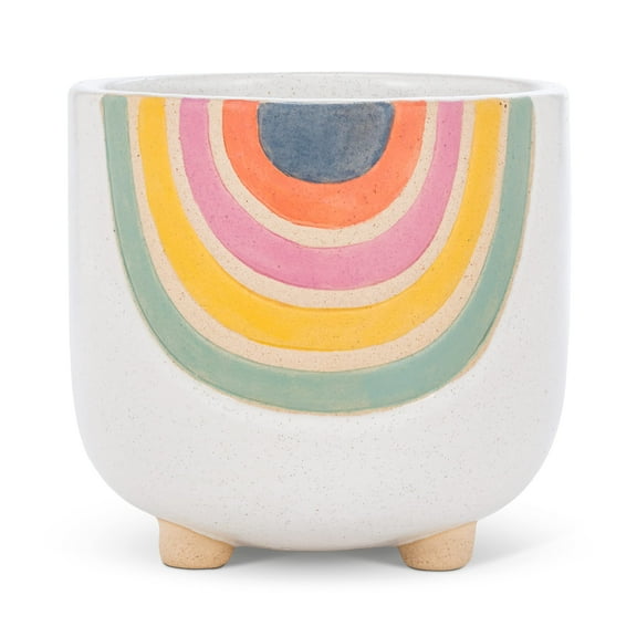 Abbott Collection 27-VIBE-735-LG Large Rainbow Planter with Legs, White/Multi