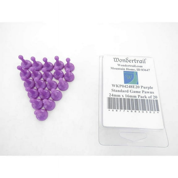 Purple Standard Game Pawns 24mm x 16mm (15/16in x 5/8in) Pack of 20 Wondertrail