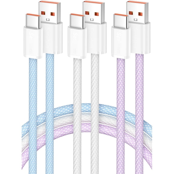 Cable Senetem USB-A a USB-C, paquete de 3, carga rápida de 3 A, 3 m