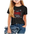 thumbnail image 4 of Amidoa Girls Short Sleeve Graphic Summer Crewneck Independence Day T Shirts Kids Casual Tops Black Size 5T, 4 of 5