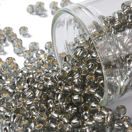 TOHO 8/0 Round Beads Japanese Seed Beads (29) Silver Lined Light Black Diamond 3mm Hole: 1mm 222pcs/10g