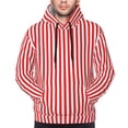 thumbnail image 4 of KLL Red And White Stripes Print Mens Hoodie Long Sleeve Casual Pullover Hooded Sweatshirt Fashion Drawstring Hoodies with Pocket-Small, 4 of 6
