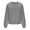 thumbnail image 4 of Solid Color Long Sleeve Pullover for Women O-Neck Oversize Sweatshirts 2023 Winter Casual Loose Tops, 4 of 6