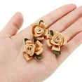 thumbnail image 4 of Uxcell Mini Satin Ribbon Roses Small Rosettes Fabric Flowers with Green Leaves Khaki 10 Pcs, 4 of 6