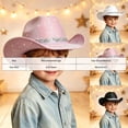 thumbnail image 3 of Faraee Kids Western Cowboy Hat for Girls and Boys Rhinestone Wide Brim Glitter Cowgirl Hats for Halloween Party Black 9-15 Years, 3 of 5