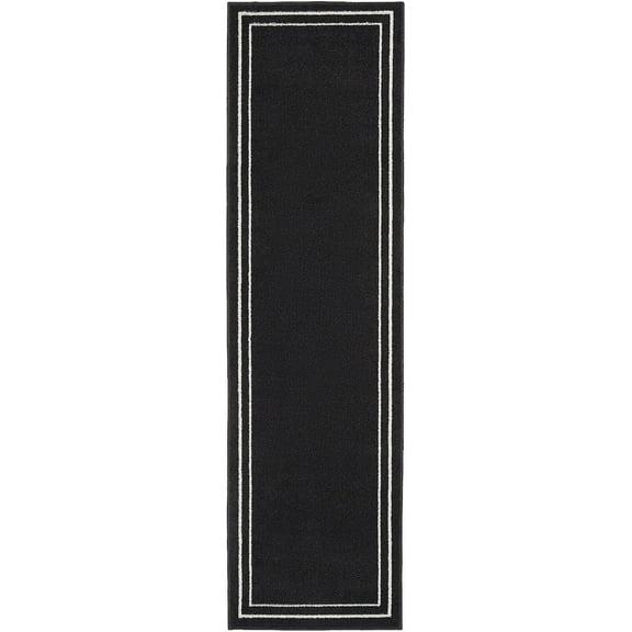 Nourison Nourison Essentials 2'2" x 12' Black Ivory Outdoor Rug