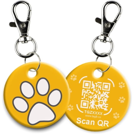 tag8 QR Code ID Tag for Dogs & Cats Real-Time Scan Alerts Online EDEU Info Access No Subscription or Fees Durable EDEU Tag for Collars - Yellow