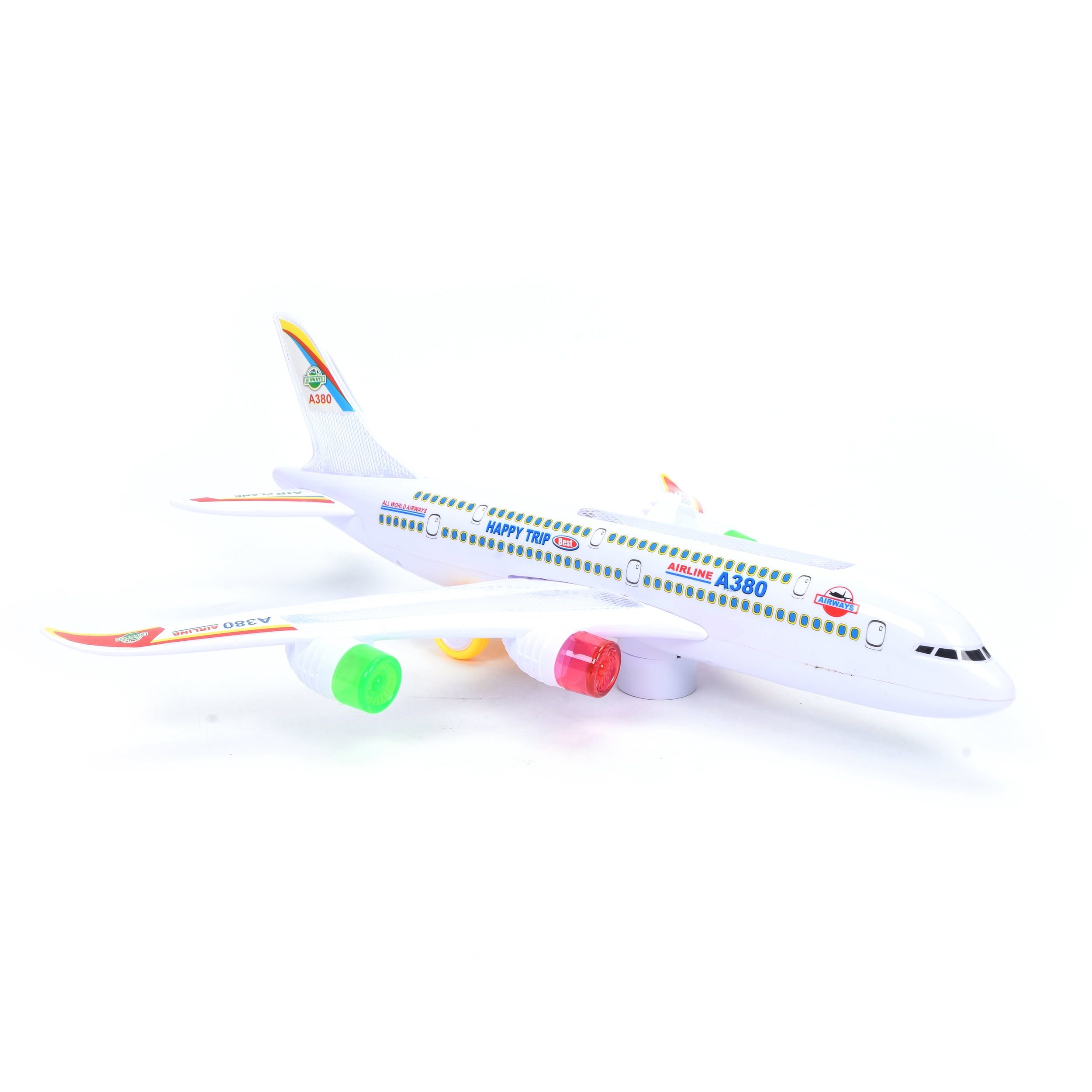 WonderPlay All Aboard! Bump & Go Airplane With Light & Sound - White