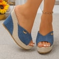 thumbnail image 5 of Samdudou Espadrille Wedges Womens Summer Open Toe Canvas Upper Jute Wrapped Slide Dressy Casual Daily Wear Ladies Outdoor Vacation Beach Shopping Essential Footwear, 5 of 9