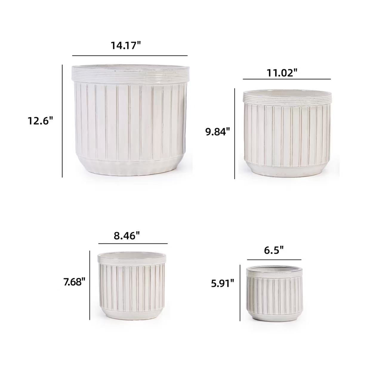 MAYEERTY 3 Pack Ceramic Plant Pots, Planter for Indoor Outdoor Patio, Garden, Cream