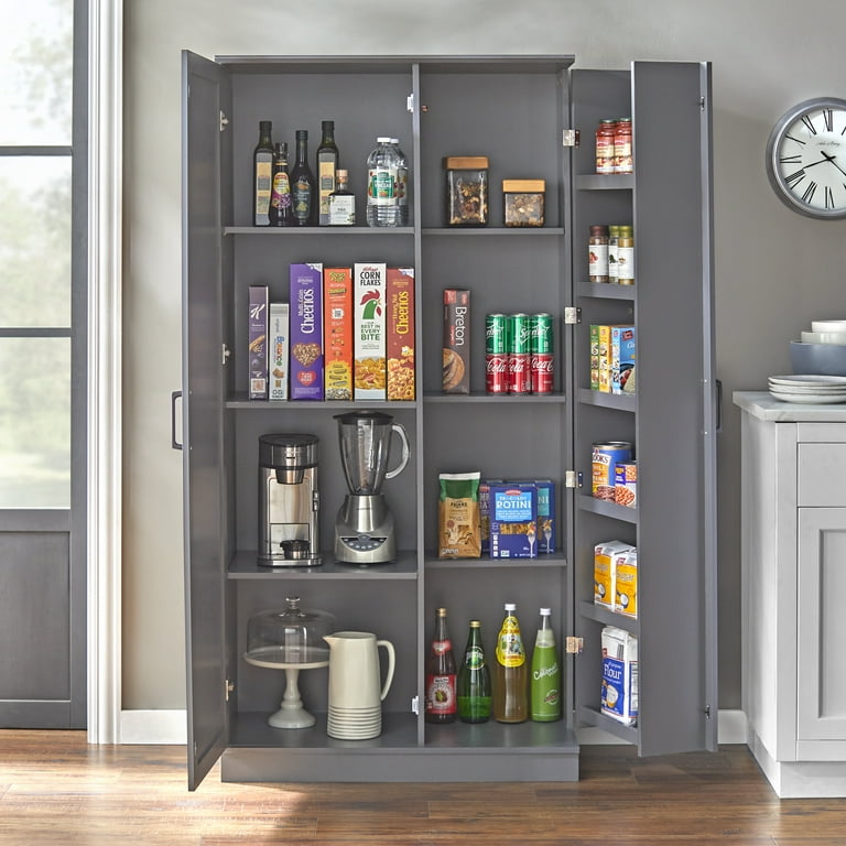 TMS Clarkson 71 Tall Modern Farmhouse Kitchen Pantry Cabinet, Charcoal Gray Finish