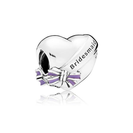 Pandora Best Bridesmaid, Purple Enamel Bridesmaid heart silver charm Charm