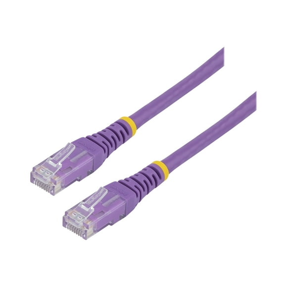 StarTech.com 10ft CAT6 Ethernet Cable, 10 Gigabit Molded RJ45 650MHz 100W PoE Patch Cord, CAT 6 10GbE UTP Network Cable with Strain Relief, Purple, Fluke Tested/Wiring is UL Certified/TIA - Category 6 - 24AWG (C6PATCH10PL) - Patch cable - RJ-45 (M) to RJ-45 (M) - 10 ft - UTP - CAT 6 - molded - purple