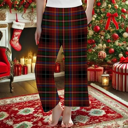 Christmas Checkered Girls Long Pants Soft Flannel Sleepwear Loungewear Holiday Themed Comfortable Bottoms For Festive Season 3-4 Years
