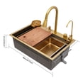 thumbnail image 2 of Kitchen Sink, Sink, 68cm Gold Utility Sink, 201 Stainless Steel, Brushed Finish, Elegant, Fast Drainage in Corner, Large Deep Bowl, Nested Basket for Rinse Thaw, Rustproof, Impact Durable, 2 of 13