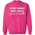 thumbnail image 2 of OXI Crewneck Sweatshirt - Every Great Idea I Have, Basic Casual Sweatshirts for Men's and Women Fleece Sweatshirt Long Sleeve - Heliconia Medium, 2 of 2