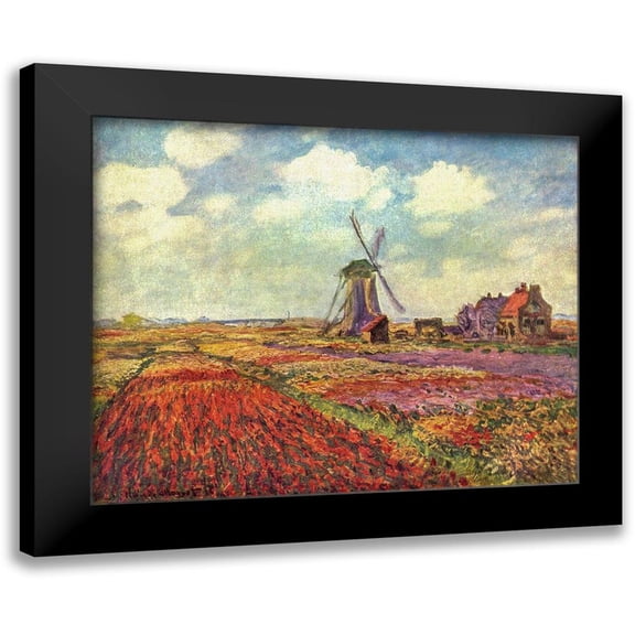 Monet, Claude 14x12 Black Modern Framed Museum Art Print Titled - Tulip Field