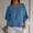 Blue, variant on Ruimatai Women's Cotton Linen Shirt Casual Half Sleeve Top with Ruffle Pleated Hem Round Neck Comfortable Blouse for Spring Summer