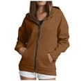 thumbnail image 5 of Godom Women Oversized Zip Up Hoodies Long Sleeve Tunic Sweatshirt Long Fleece Hoodie Jacket with Pockets, 5 of 7