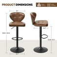 thumbnail image 4 of Daluvenix Bar Stools with Back Sets of 2 ,Modern Barstools Adjustable Faux Leather Upholstered Swivel Bar Stools, Counter Height Bar Chairs with Back for Kitchen Island,Brown, 4 of 6