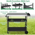 thumbnail image 5 of Outdoor Grill Cart, Pizza Oven Stand Table with Wheels Dining Cart for Outside Patio, Movable Kitchen Cooking Prep Table BBQ Cart with Mesh Racks for Home Party, Bar, Camping, 5 of 16
