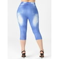 thumbnail image 3 of Rosegal Women's Plus Size & Curve Butterfly 3D Denim Print Capri Jeggings, 3 of 5