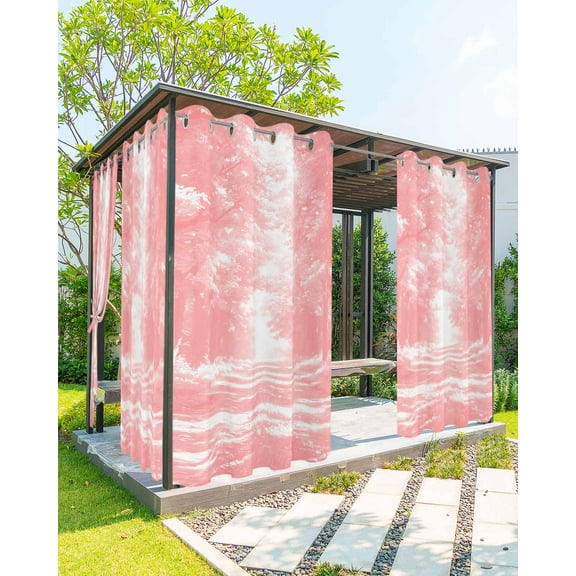 nqOlkjepod Outdoor Curtains for Patio Waterproof, Pink Trees Outdoor Privacy Panels Grommet, Forest Art Decor Spring Summer Nature Leaf Blackout Outside Curtains for Porch/Cabana 54"x95", 1 Panel