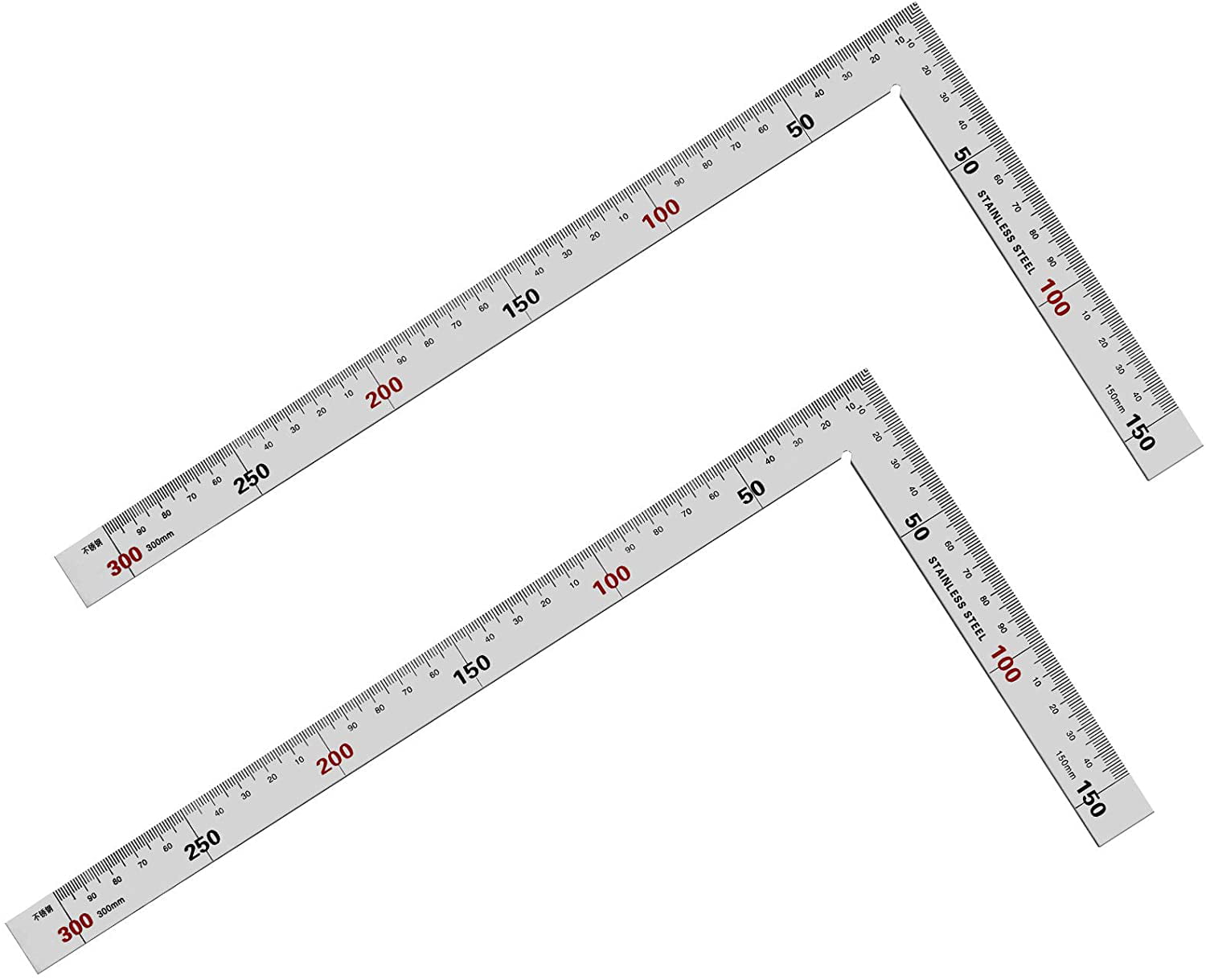 12 inches 30cm Construction Carpenter Ruler L Shape 90 Angle Square Steel Ruler 