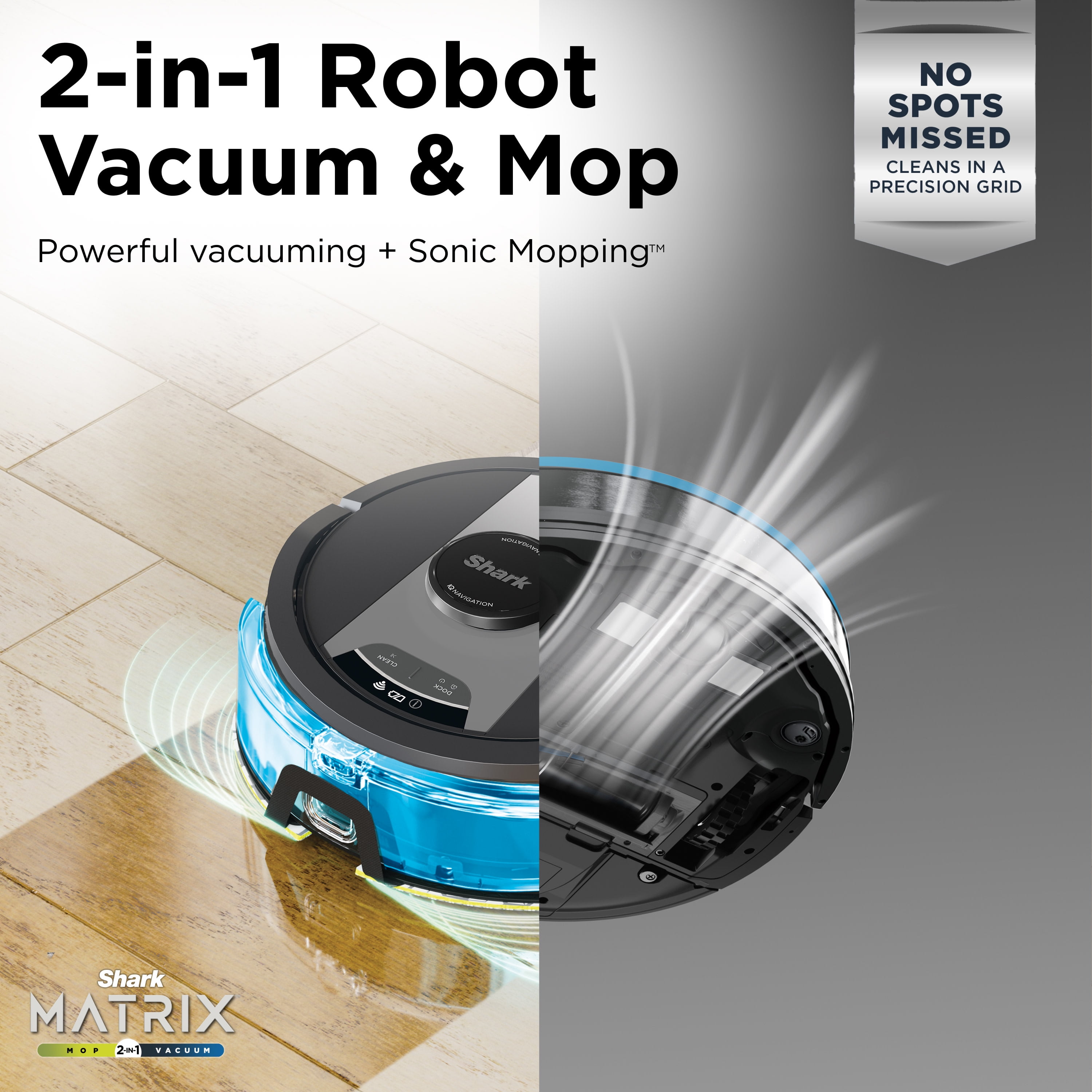 Shark Matrix Plus 2in1 Robot Vacuum & Mop with Sonic Mopping, Matrix Clean,  Home Mapping, HEPA Bagless Self Empty Base, CleanEdge, for Pet Hair, Wifi