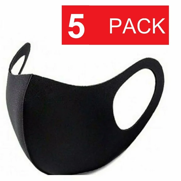5 Pack Black Face Mask Breathable Durable Washable Cloth Fabric Wholesale