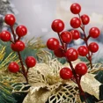 thumbnail image 4 of Bayas artificiales, bayas rojas, doradas y plateadas, ramas de cerezas, estambres, guirnalda floral para Navidad, adorno para fiesta de Año Nuevo, 4 of 5