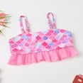 thumbnail image 5 of Gyratedream Toddler Baby Girls 2 Piece Tankini Sets Kids Quick Dry Mermaid Fish Scales Print Bathing Suit Suspender Swimwear Family Swimsuits Matching Set for 2 Years-X-Large, 5 of 8